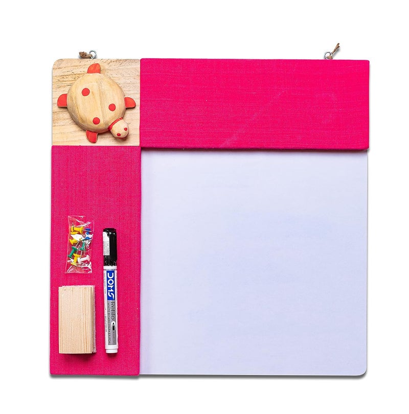 IVEI Wood Combination Board with Pin Board & Whiteboard Best Gift for Home, Office, School | Office Wall Accessories | Utility Boards (Turtle - Pink) - Image 1