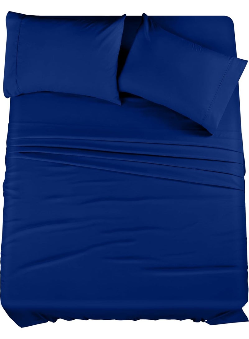 Utopia Bedding Queen Sheet Set â€“ 4 Piece Bed Sheets for Queen Size Bed, Soft and Breathable Microfiber, Includes 1 Fitted Sheet, 1 Flat Sheet and 2 Pillowcases (Royal Blue) - Image 1