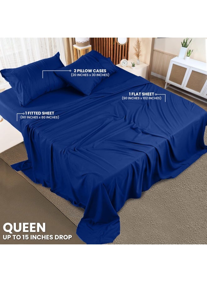 Utopia Bedding Queen Sheet Set â€“ 4 Piece Bed Sheets for Queen Size Bed, Soft and Breathable Microfiber, Includes 1 Fitted Sheet, 1 Flat Sheet and 2 Pillowcases (Royal Blue) - Image 2