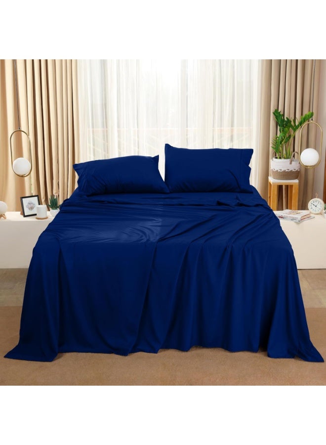 Utopia Bedding Queen Sheet Set â€“ 4 Piece Bed Sheets for Queen Size Bed, Soft and Breathable Microfiber, Includes 1 Fitted Sheet, 1 Flat Sheet and 2 Pillowcases (Royal Blue) - Image 4