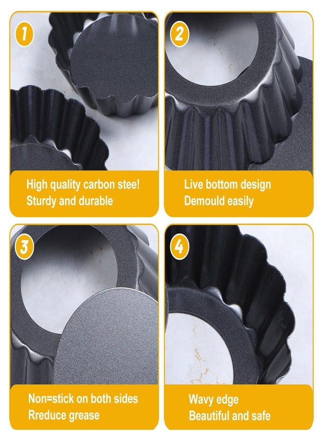 mekueeex 20 Packs Mini Tart Pans Removable Bottom 3 Inch Tart Pan Round Fluted Nonstick Quiche Pie Pan Loose Bottom for Tartlets Dessert Baking - Image 3
