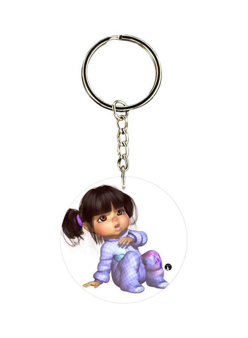 Cartoon Girl Printed Double Sided Keychain