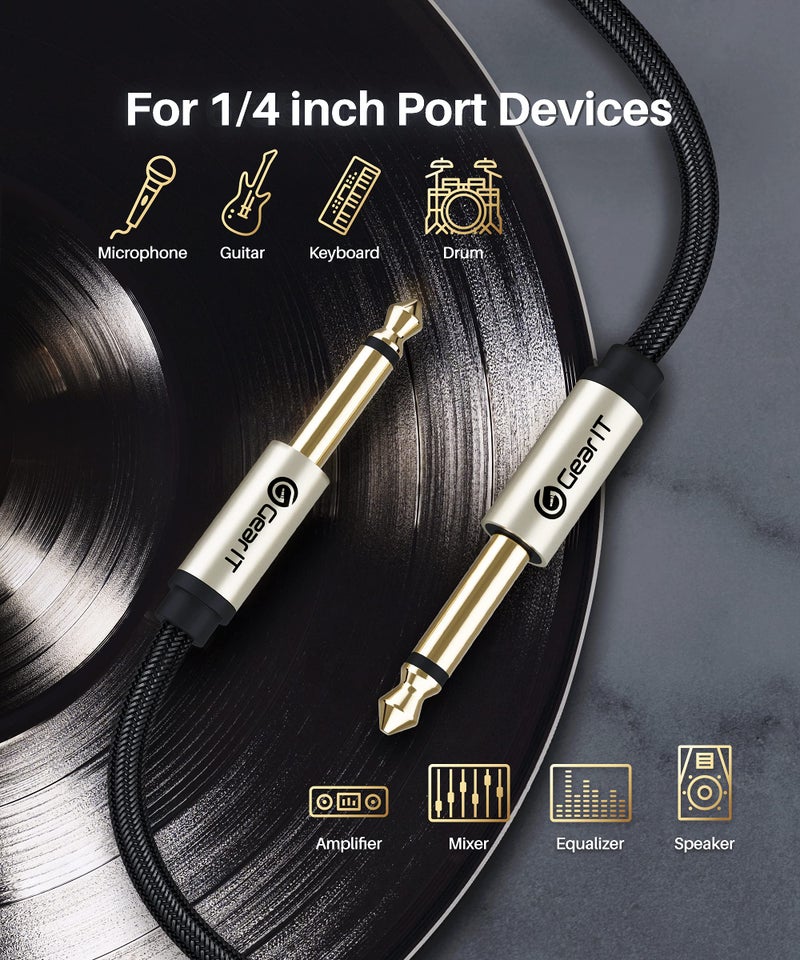 GEARit Guitar Instrument Cable (25ft) 1/4 Inch to 1/4 inch TS Straight Male to Male 6.35mm Mono Jack with Alloy Connector and Nylon Braid - Image 5