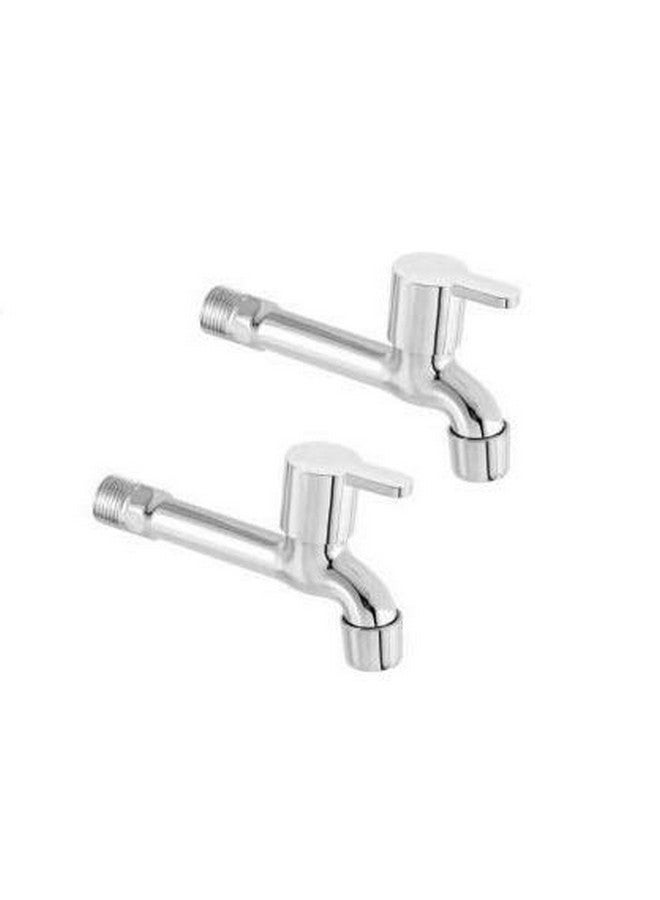 Jagger Mark Stainless Steel Long Body taps for Bathroom and Kitchen taps with Chrome Finish and Quarter Turn Fitting with Wall Flange and Teflon Tape (Set of 2) - Image 1