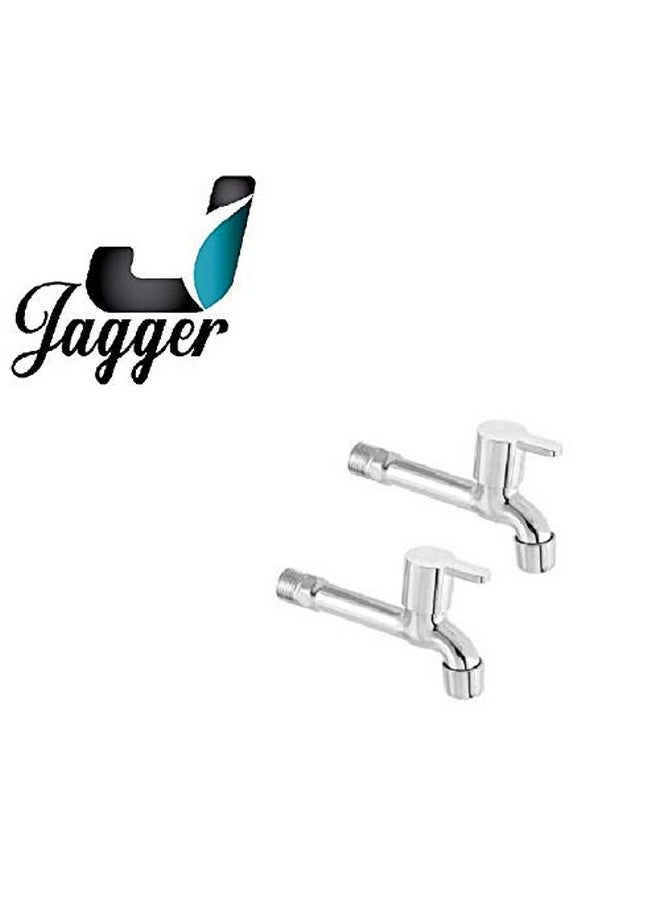 Jagger Mark Stainless Steel Long Body taps for Bathroom and Kitchen taps with Chrome Finish and Quarter Turn Fitting with Wall Flange and Teflon Tape (Set of 2) - Image 2