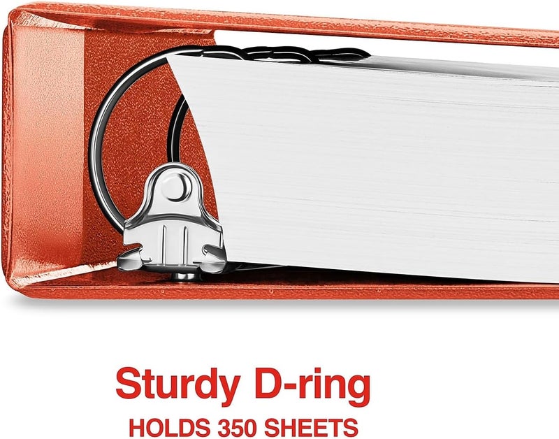 Staples Standard 1 1/2-Inch 3-Ring View Binder Orange - Image 3