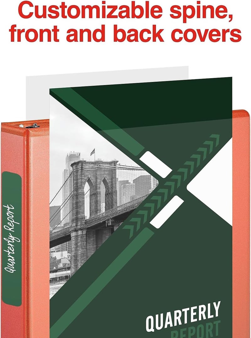 Staples Standard 1 1/2-Inch 3-Ring View Binder Orange - Image 5