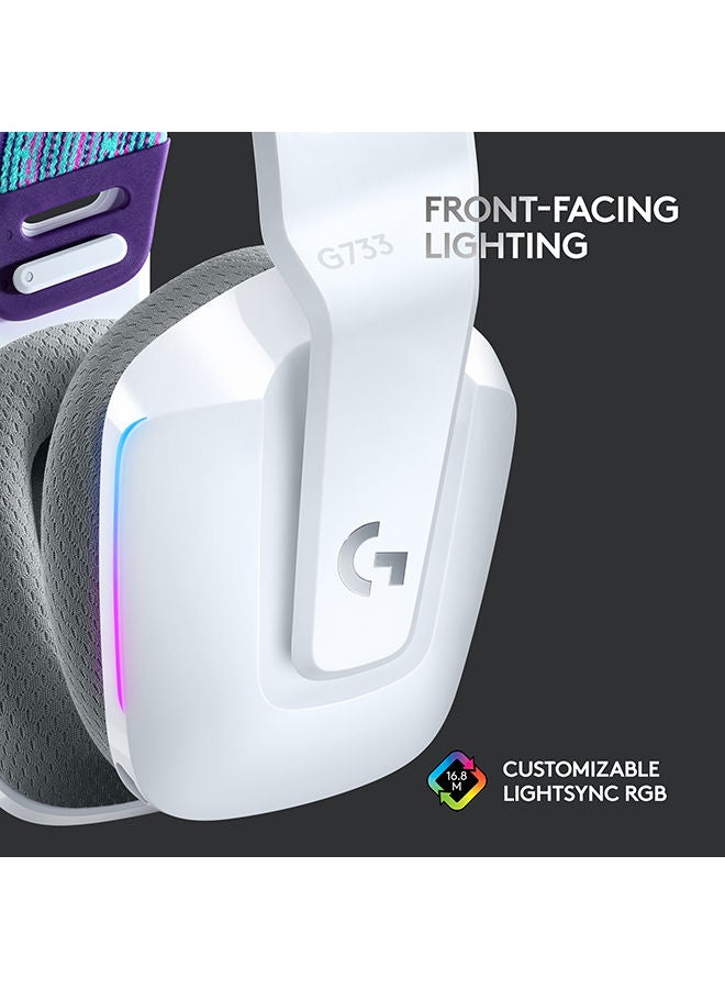 Logitech G733 LightSpeed Wireless RGB Gaming Headset, PRO-G 40mm Driver, 6mm Cardioid Pickup Pattern Microphone, DTS Headphone X 2.0 Surround Sound, 16.8m Light Color, White | 981-000883 - Image 4