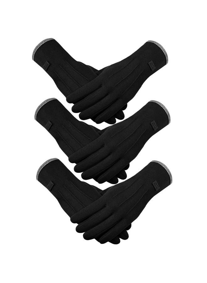 Loiyadn Gloves for Cold Weather - Winter Gloves for Women, 3 Pairs Elastic Cuff Touchscreen Texting Womens Gloves, Black, One size - Image 1