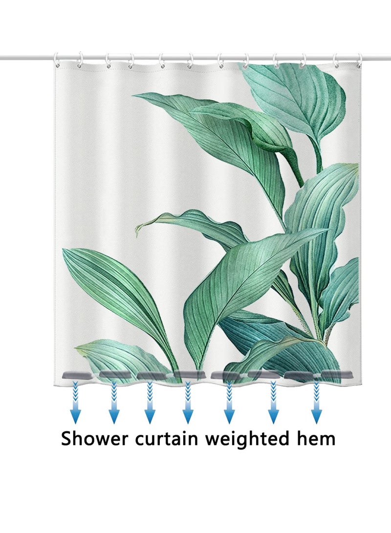 SYOSI ستارة دش من قماش أوراق الموز، (72 "X 72") ستارة دش خضراء استوائية واقية من الماء، زخرفة حمام بأوراق الموز، ستارة دش من القماش للحمام، ستارة دش واقية من الماء - Image 4