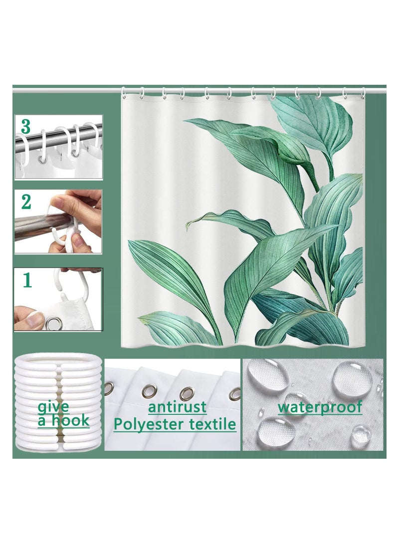 SYOSI ستارة دش من قماش أوراق الموز، (72 "X 72") ستارة دش خضراء استوائية واقية من الماء، زخرفة حمام بأوراق الموز، ستارة دش من القماش للحمام، ستارة دش واقية من الماء - Image 3