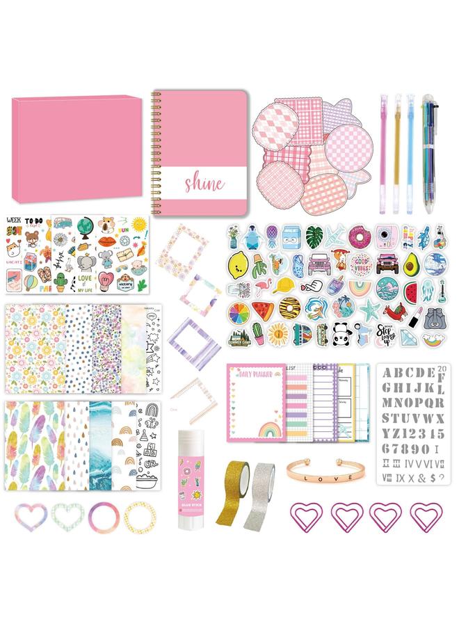 الأزرق جي دبليو DIY JOURNAL SET الأطفال مفكرة للفتيات القرطاسية علبة هدايا دفتر الأستاذ الجديد مجموعة يوميات - Image 1