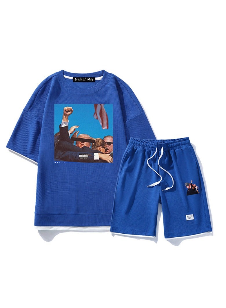 KUYING New Trump Print Short Sleeved Shorts Set - Image 1