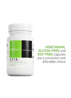 Davinci DaVinci Labs ADK - Helps Support Bone, Heart & Immune Health* - Dietary Supplement with Vitamins A, D3 & K2 (as MK-7) - Vegetarian, Gluten Free & Soy Free - 60 Capsules  - Image 4