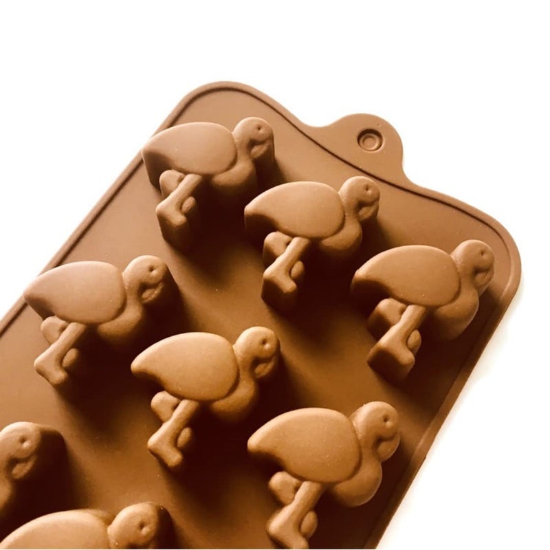 MoldBerry MoldBerry Number Chocolate Mould Silicone 12 Cavity Flamingo Bird Shape Candy Mold Baking Tools for Cake Decoration Chocolate Ice JellO Candle Pack of 1 Multi Color - Image 3