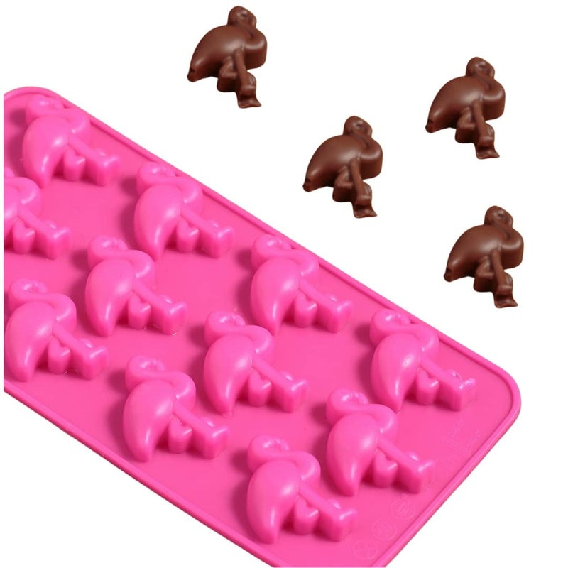 MoldBerry MoldBerry Number Chocolate Mould Silicone 12 Cavity Flamingo Bird Shape Candy Mold Baking Tools for Cake Decoration Chocolate Ice JellO Candle Pack of 1 Multi Color - Image 1