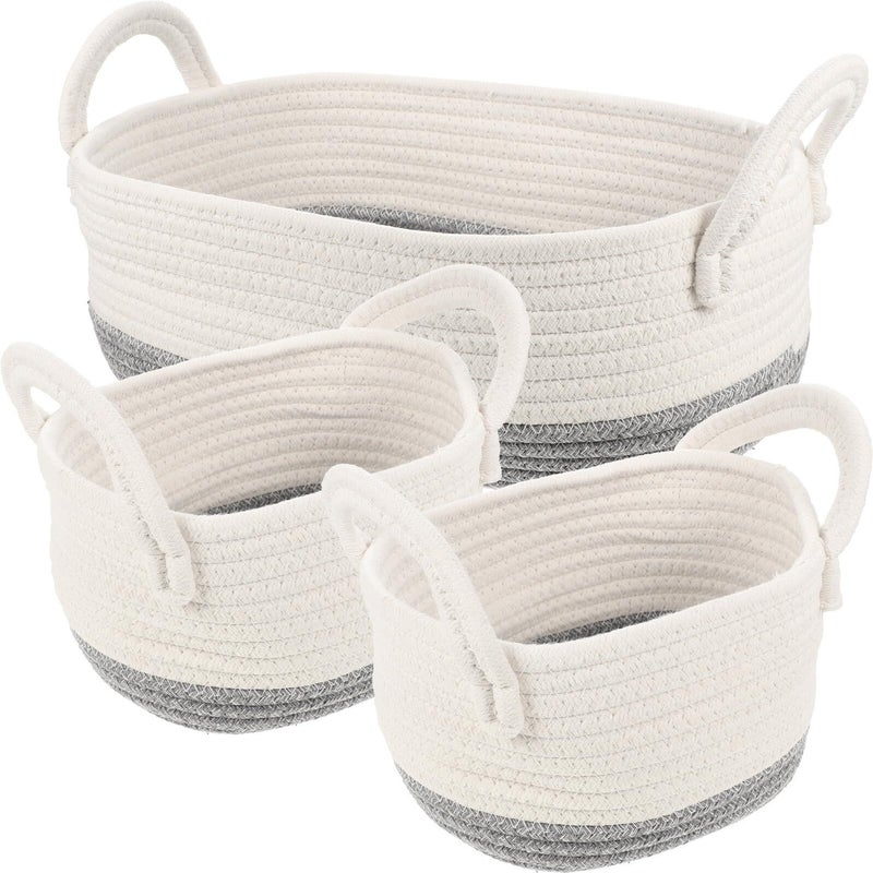 3Pcs Cotton Woven Rope Pet Storage Basket Organizer Box For Dog Home Use - Image 2