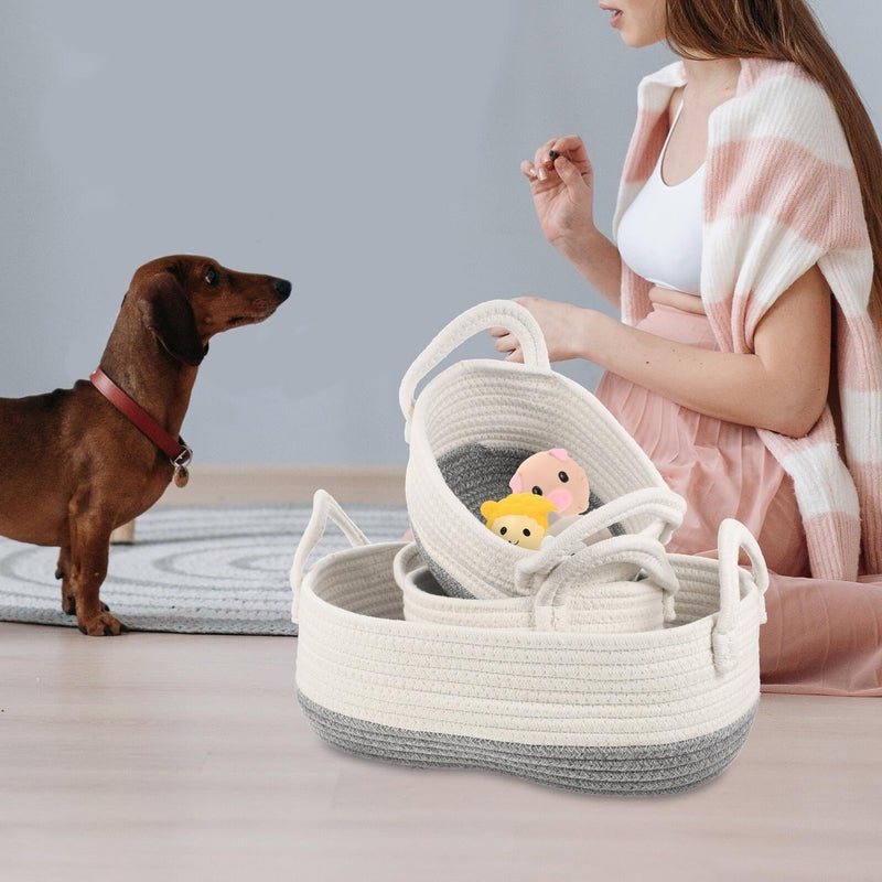 3Pcs Cotton Woven Rope Pet Storage Basket Organizer Box For Dog Home Use - Image 5