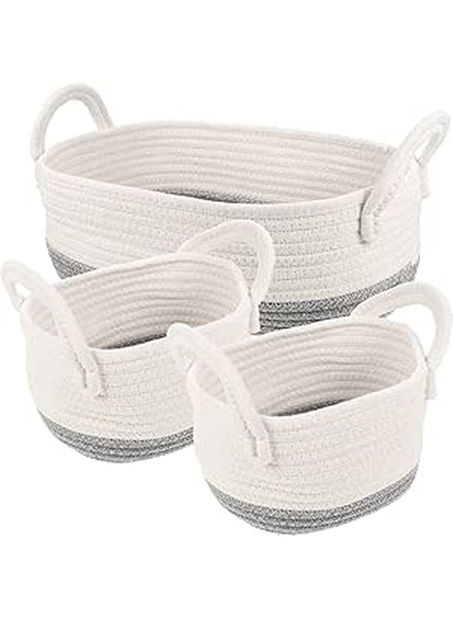 3Pcs Cotton Woven Rope Pet Storage Basket Organizer Box For Dog Home Use - Image 1