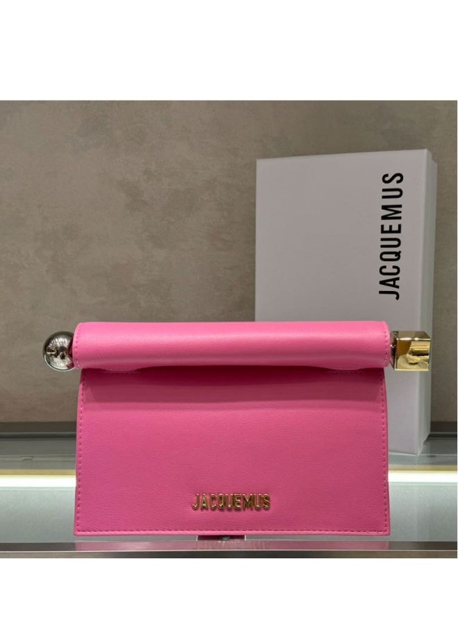 Jacquemus French Niche Lambskin Foldable Clutch with Chain Shoulder Strap - Versatile Fashion for Evening Events