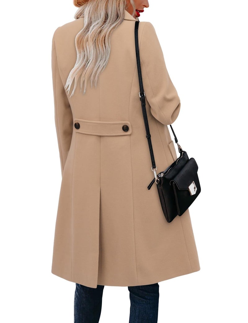CHICZONE Womens Winter Coat 2025 Dressy Causal Pea Coat Wool Jackets Long Camel Trench Coat XL - Image 3