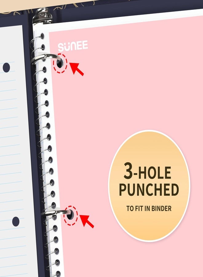 SUNEE Spiral Notebooks College Ruled, 1-Subject, 4 Pack, 8 x 10-1/2 in, 70 Sheets, 3-Hole Punched 70gsm Paper, Pastel Pink, Purple, Blue, Green for School, Home & Office, Writing Journal - Image 5