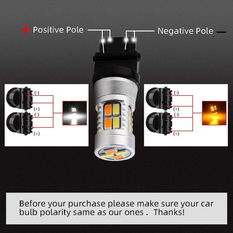 Grandview 3157 Amber/White Switchback Turn Signal LED Light Bulbs 12V LED Replacement Light 3457 3155 4057 4057 3047 3057-4pcs - Image 5