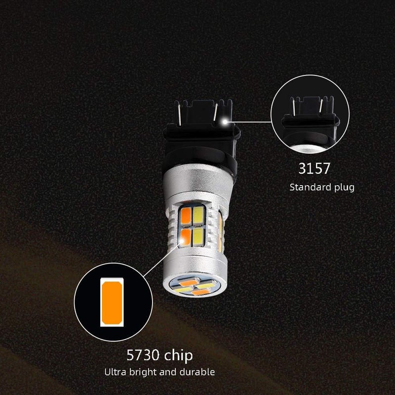 Grandview 3157 Amber/White Switchback Turn Signal LED Light Bulbs 12V LED Replacement Light 3457 3155 4057 4057 3047 3057-4pcs - Image 4