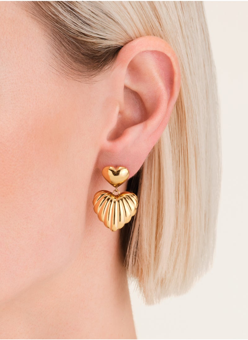 RoseField Rosefield Double Heart Pendant Earrings - JEDHG-J984  - Image 3