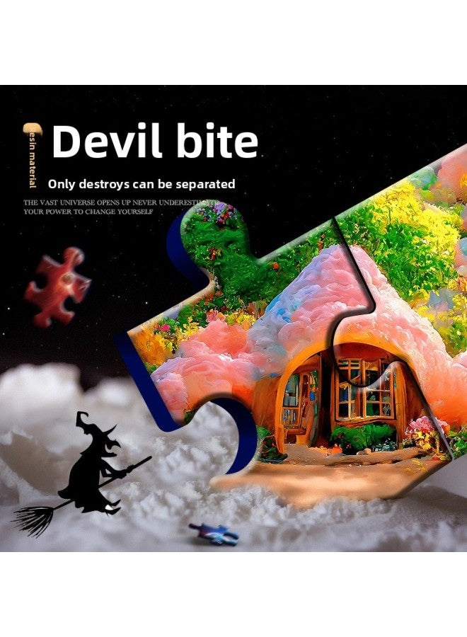 Deai Wai Healing Department 300 Piece Resin Jigsaw Puzzle Diy Assembled Decorative Painting National Day Mid-Autumn Festival Toy Gift Box-Color:[Cure 300 Pieces] Cool/38*26cm - Image 3