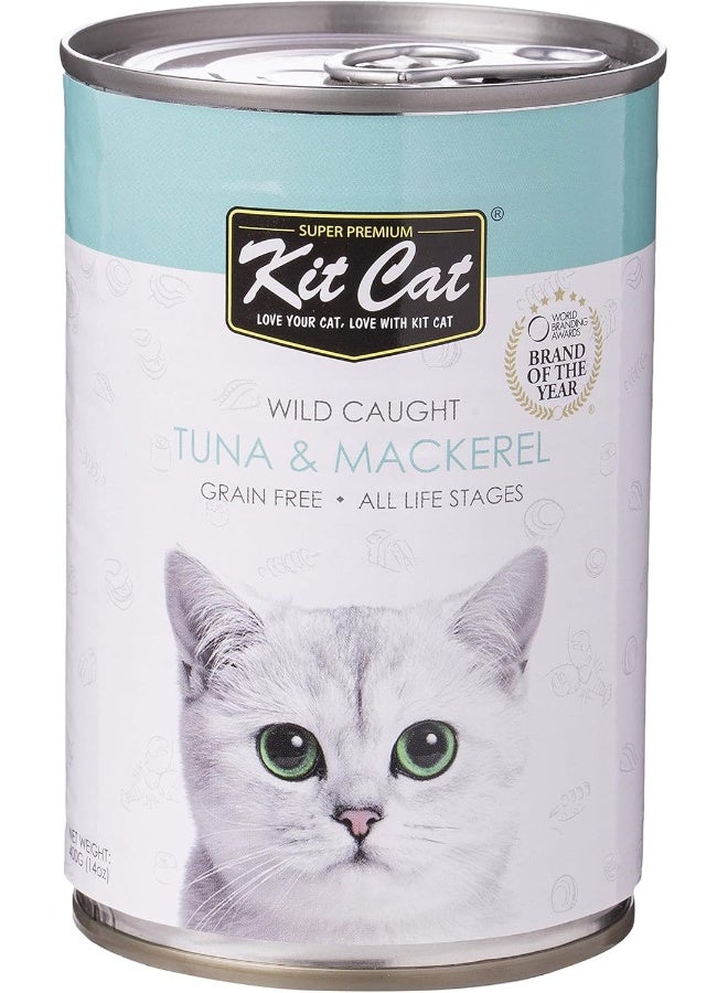 Kit Cat طعام قطط كيت كات التونة البرية مع الماكريل - 400 جرام - Image 1