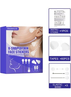 60Pcs V Shaped Thin Face Stickers Face Lifting Patch Face Tape Anti Wrinkle Double Chin Lift Instant Face Lifting Patch V Shape Tapes Tighten Hide Double Chin And Wrinkles Around The Eyes and Neck V Line Lifting Patch