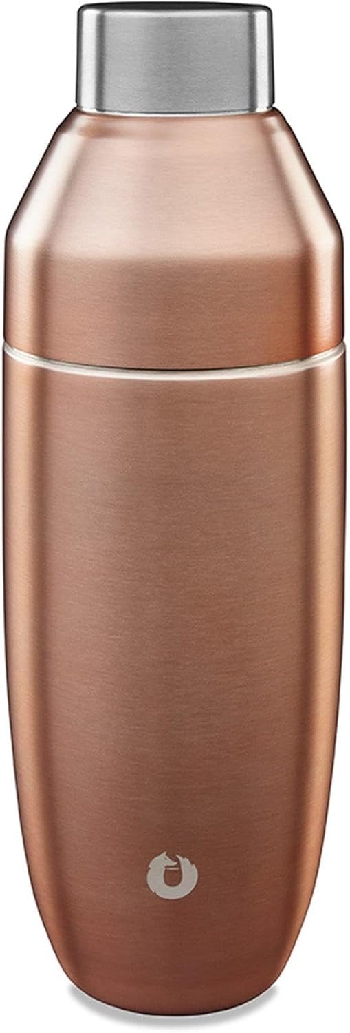 SNOWFOX Premium Vacuum Insulated Stainless Steel Cocktail Shaker Home Bar Accessories Elegant Drink Mixer Leak Proof Lid With Jigger  Built In Strainer Gold 22oz