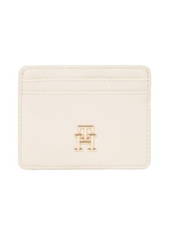 TOMMY HILFIGER Women's TH Monogram Credit Card Holder - Faux Leather, White  - Image 1