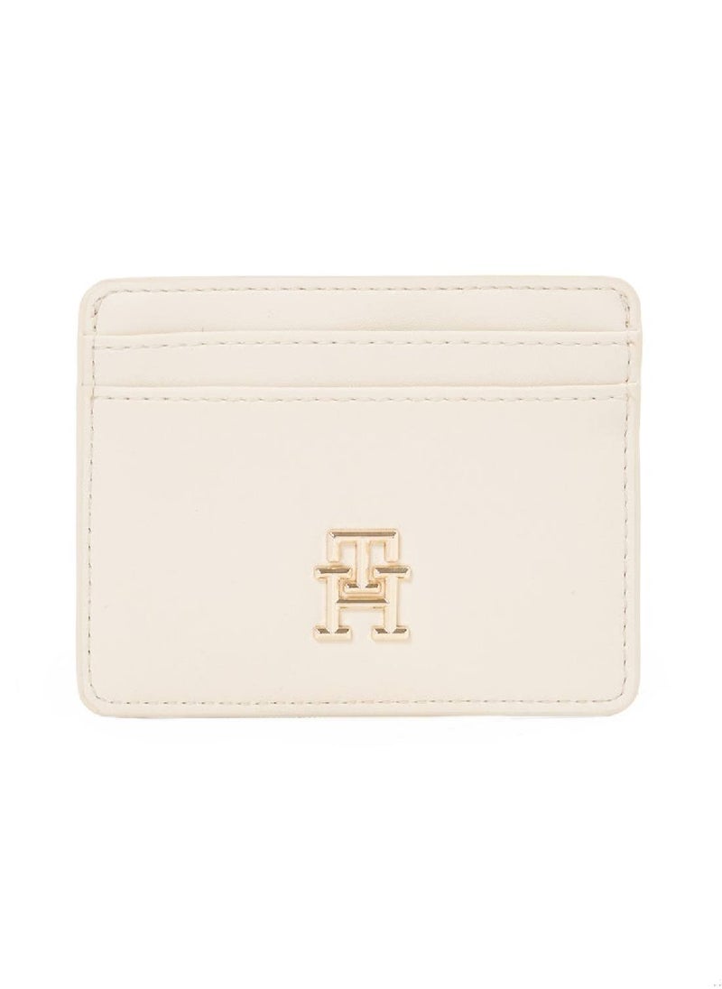 TOMMY HILFIGER Women's TH Monogram Credit Card Holder - Faux Leather, White  - Image 1