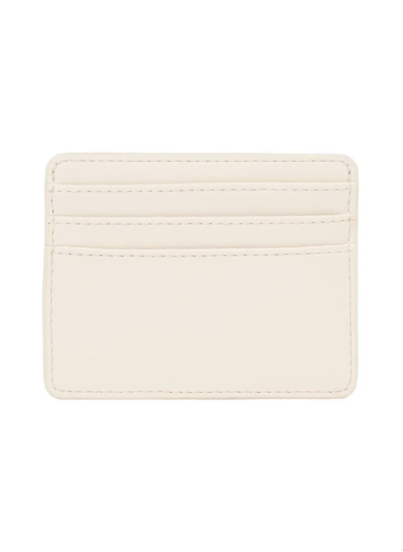 TOMMY HILFIGER Women's TH Monogram Credit Card Holder - Faux Leather, White