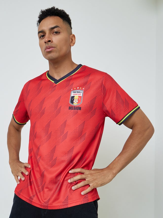 Styli Active Men Belgium Short Sleeve Jersey FIFA Football T-Shirt - Image 3