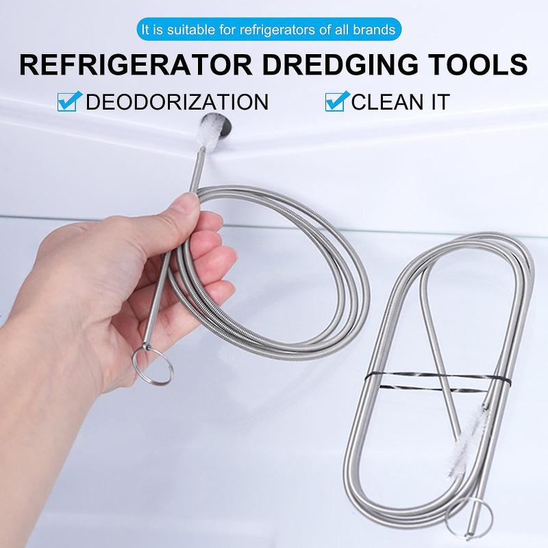 Refrigerator Brush:  Flexible Long Stem, Gentle Thorough Cleaning - Compact Deep-Reach Head Drain Hole Cleaner for Fridge Pipe Maintenance & Clog Prevention - Image 1