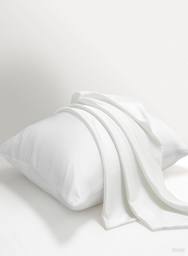 BPC 100% Mulberry Silk Pillowcases 2 Pack, Grade 6A ClimaSilk™ Silk Pillow Cases, Both Sides, 600 Thread Count, with Hidden Zipper (20"x36" King, White) - Image 1