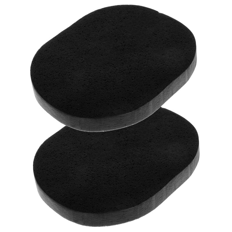 2pcs Black Facial Cleaning Sponge with Charcoal for Skin Cleansing Exfoliating - Image 1