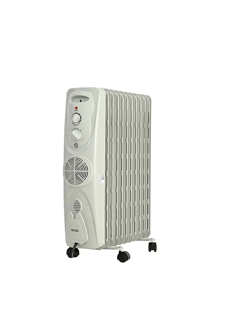 GENERAL SUPREME Electric Heater, 11 Fins, Distribution Fan, 2800 Watts, White  - Image 2