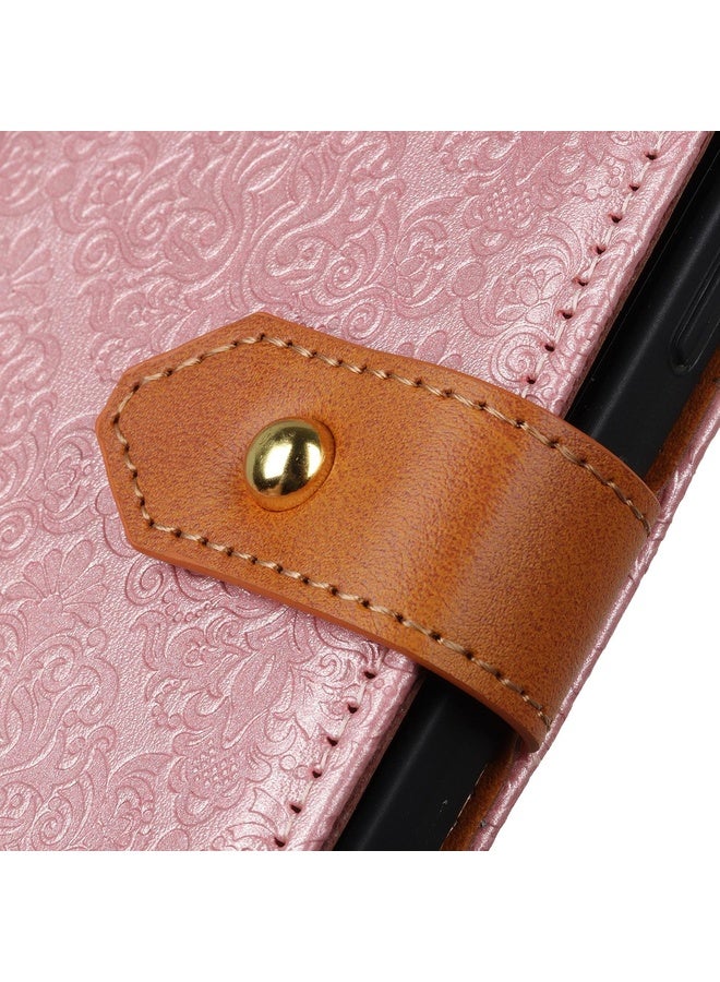 For Sony Xperia Ace II European Floral Embossed Copper Buckle Horizontal Flip PU Leather Case with Holder & Card Slots & Wallet & Photo Frame(Pink)