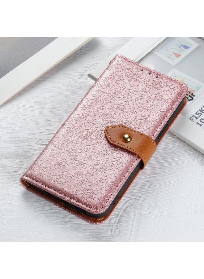 For Sony Xperia Ace II European Floral Embossed Copper Buckle Horizontal Flip PU Leather Case with Holder & Card Slots & Wallet & Photo Frame(Pink)