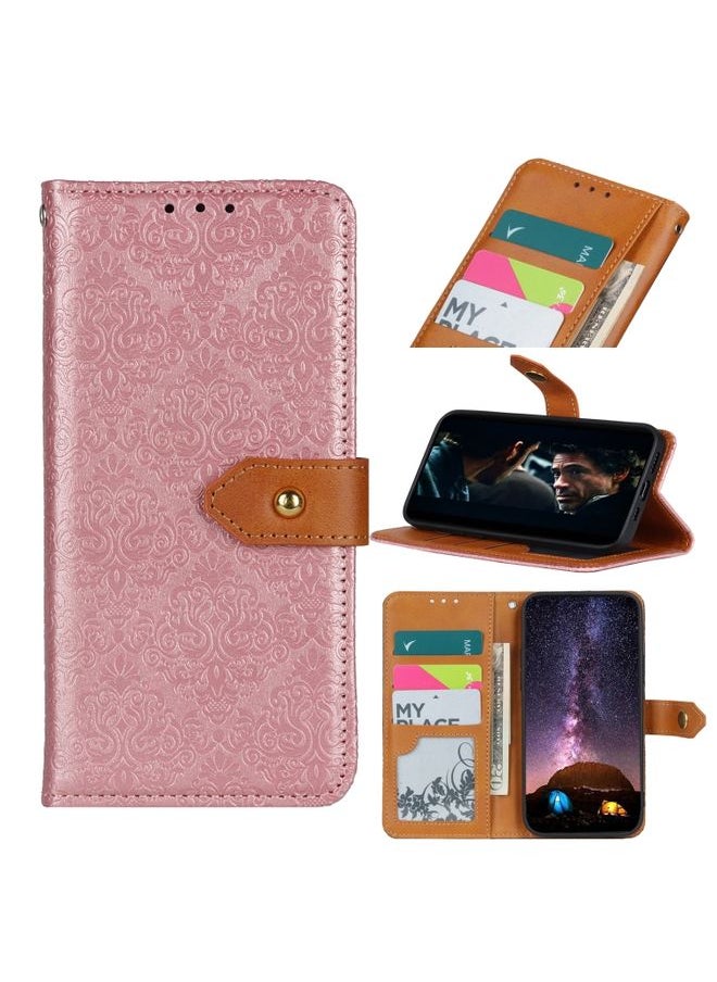 HuHa - Case Cover For For Sony Xperia Ace II European Floral Embossed Copper Buckle Horizontal Flip PU Leather Case with Holder & Card Slots & Wallet & Photo Frame(Pink) - Image 1