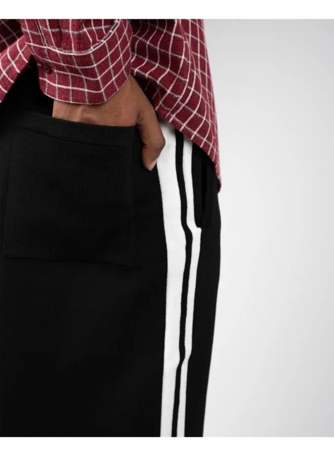 Prohibited Black Varsity Knitted Trackpants  | Best Price UAE