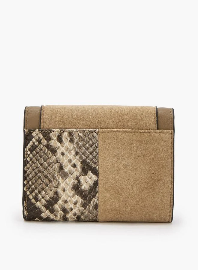 ايل Textured Tri-Fold Wallet With Button Closure