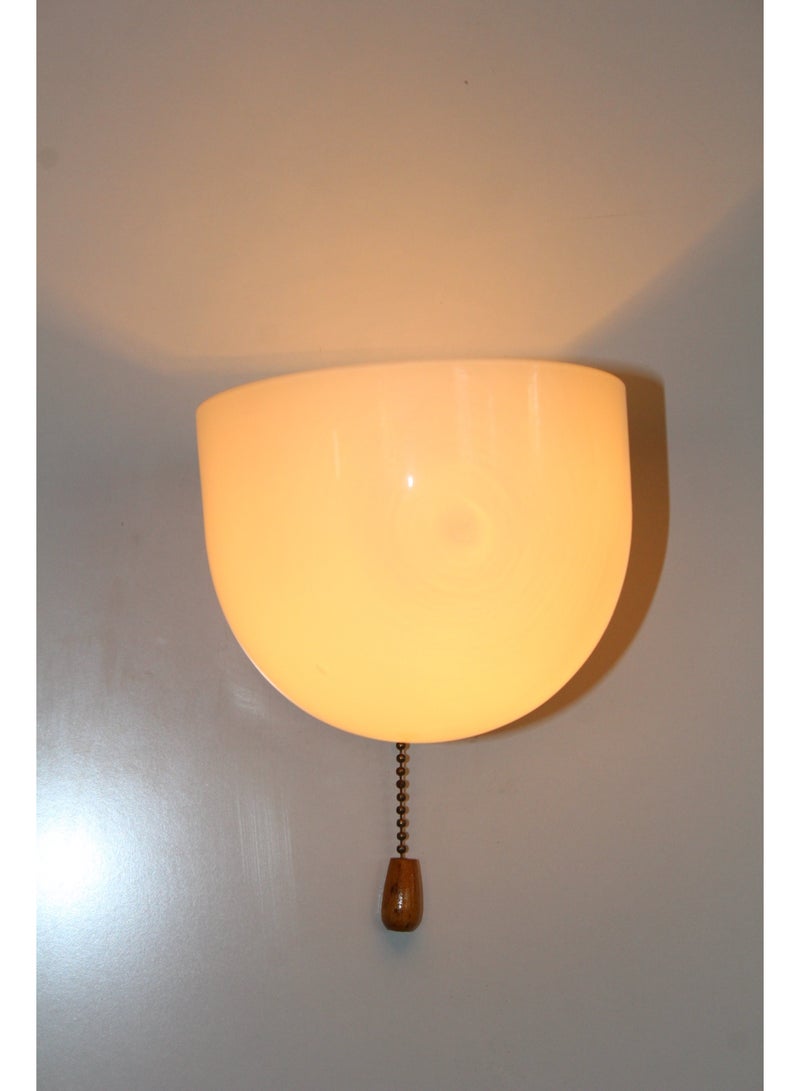 White Glass Wall Light with Pull Chain Switch - Image 4