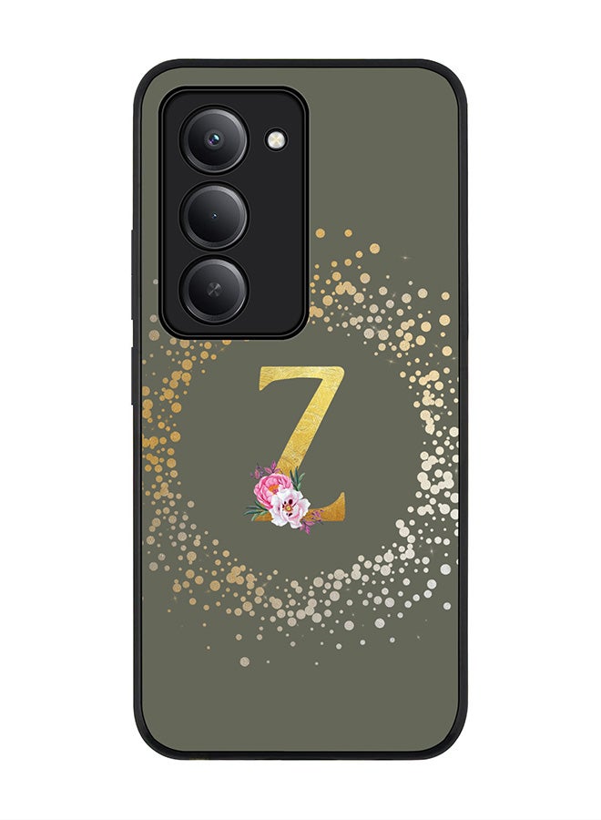 Stylizedd For Xiaomi Redmi 15 5G Case,Slim fit Camera Protection, Shockproof Thin Phone cover  - Custom Monogram Floral - Z  (Olive Green ) - Image 1