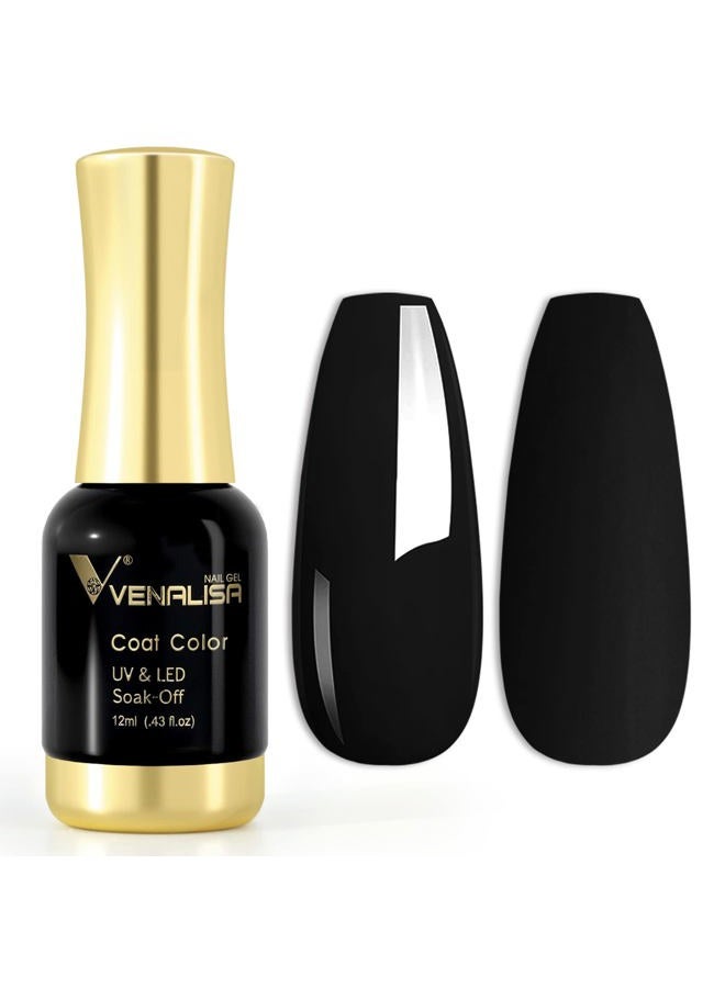 V VENALISA VENALISA Gel Nail Polish, 12ml Black Color Soak Off UV LED Nail Gel Polish Nail Art Starter Manicure Salon DIY at Home, 0.43 OZ - Image 1