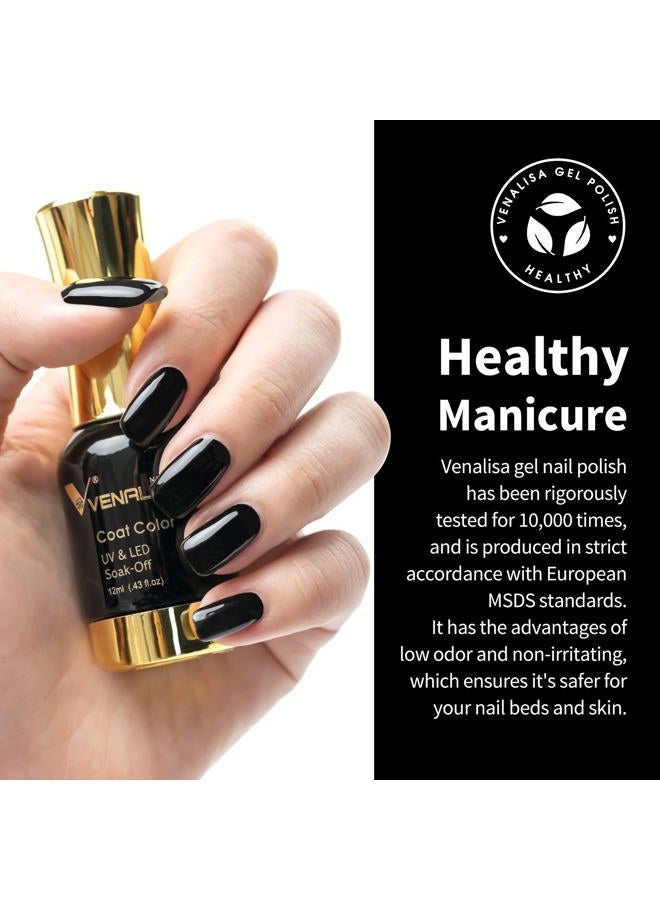 V VENALISA VENALISA Gel Nail Polish, 12ml Black Color Soak Off UV LED Nail Gel Polish Nail Art Starter Manicure Salon DIY at Home, 0.43 OZ - Image 3